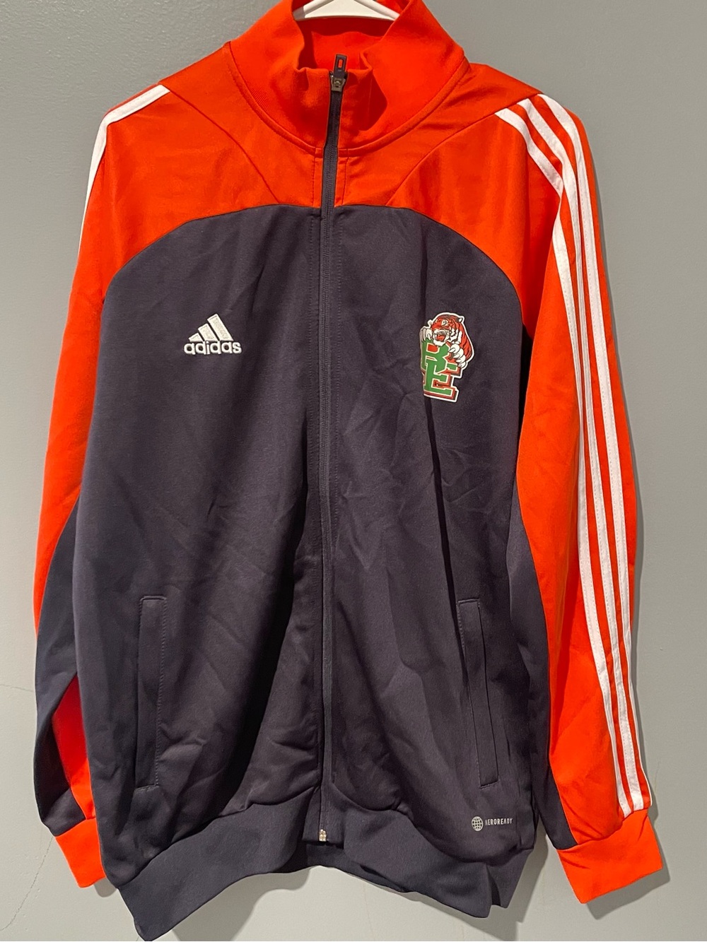 adidas Orange& Black Performance Track Jacket with Team Patch